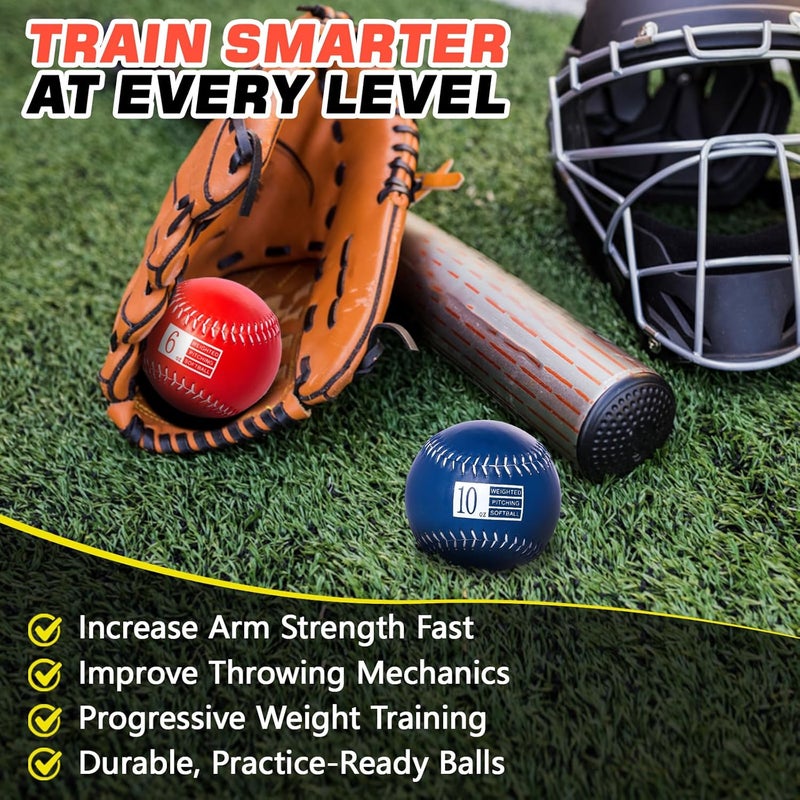 Retrora Set of 6 Weighted Softball - Training Softballs Weighted Balls for Softball with Drawstring Bag - 6oz to 12oz, 12 Inch - Help Increase Pitch Velocity - Great for All Ages & Skill Levels - Image 4